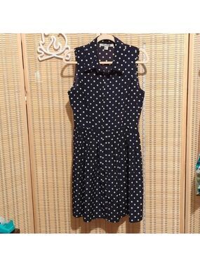 Forever 21 polkadot dress Navy Sz M EUC
